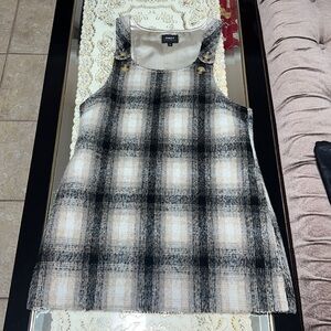 Obey tan and black plaid pinafore dress